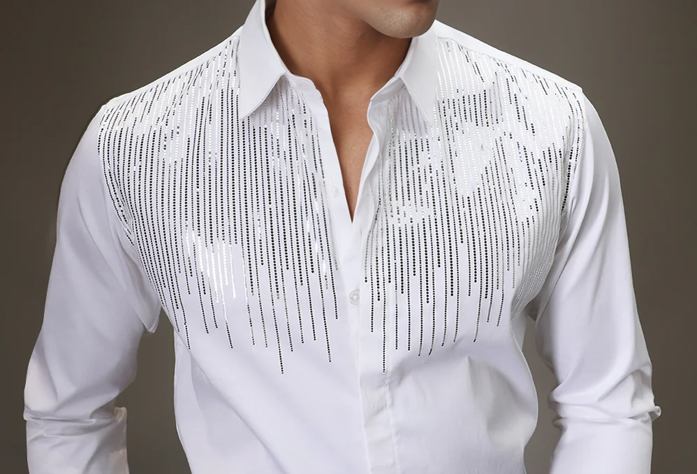 Stone Stripes Patter Work White Shirt