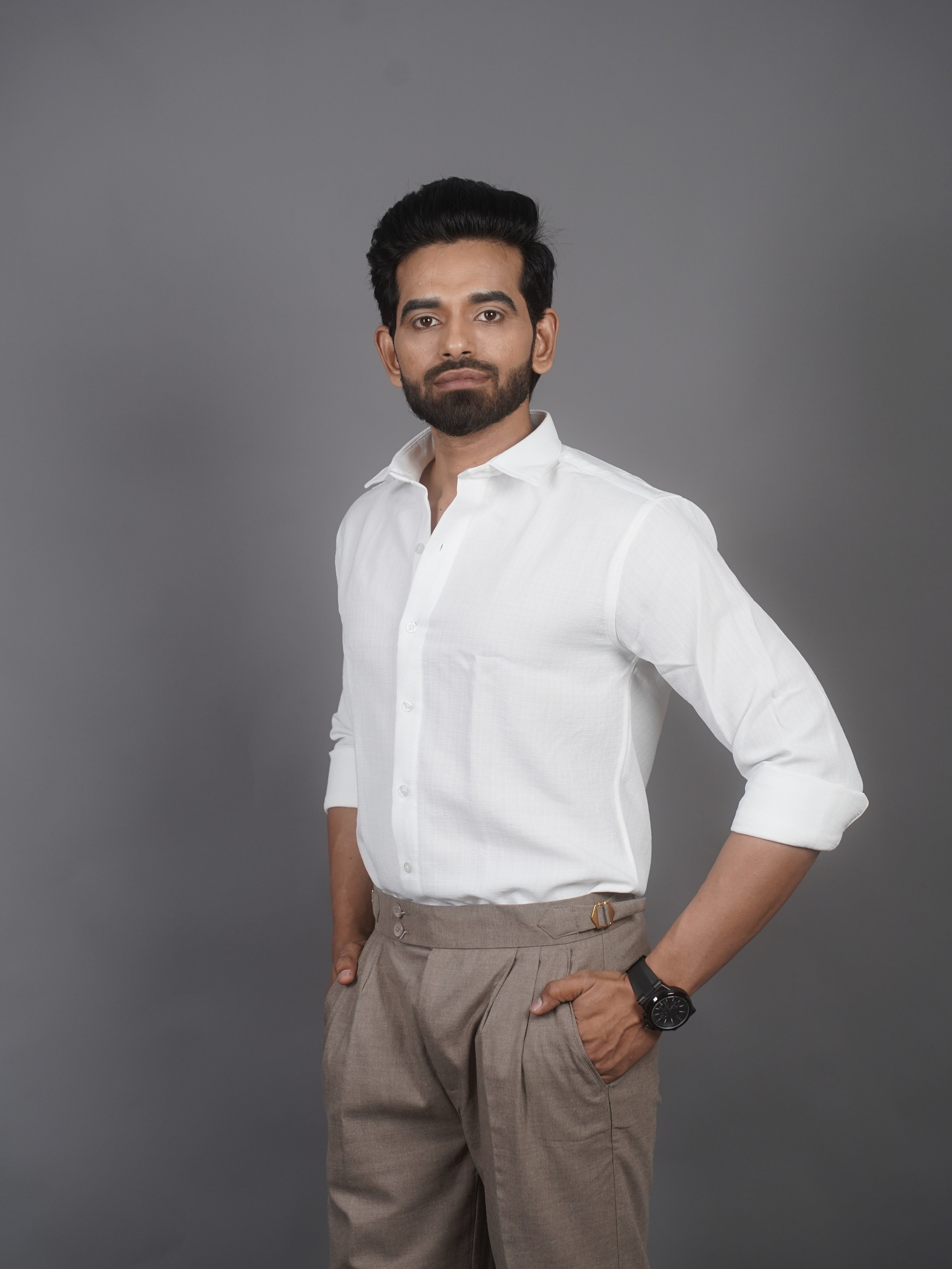Linen Blended Shirt - White