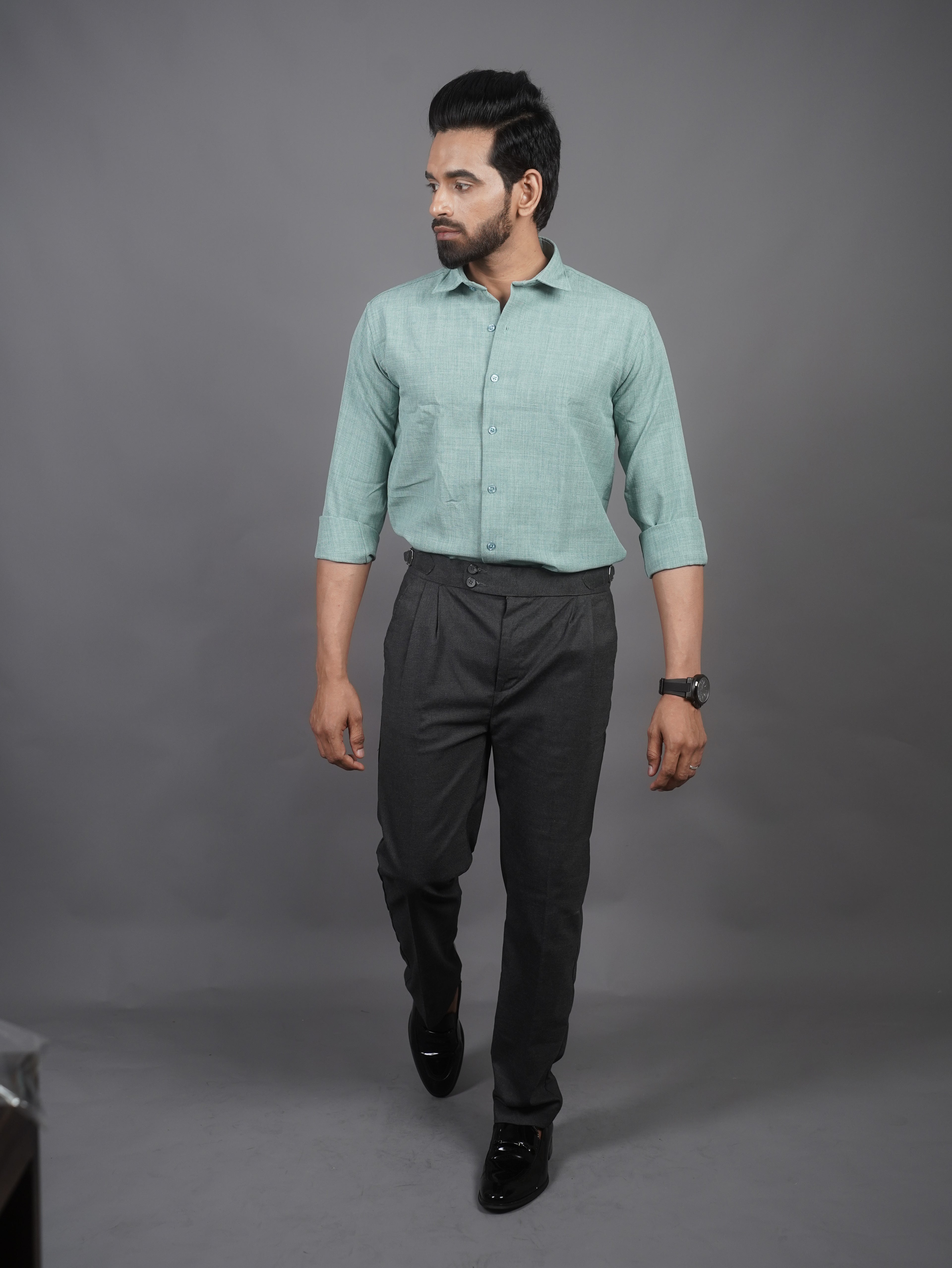 Linen Blended Shirt - Pastel Green