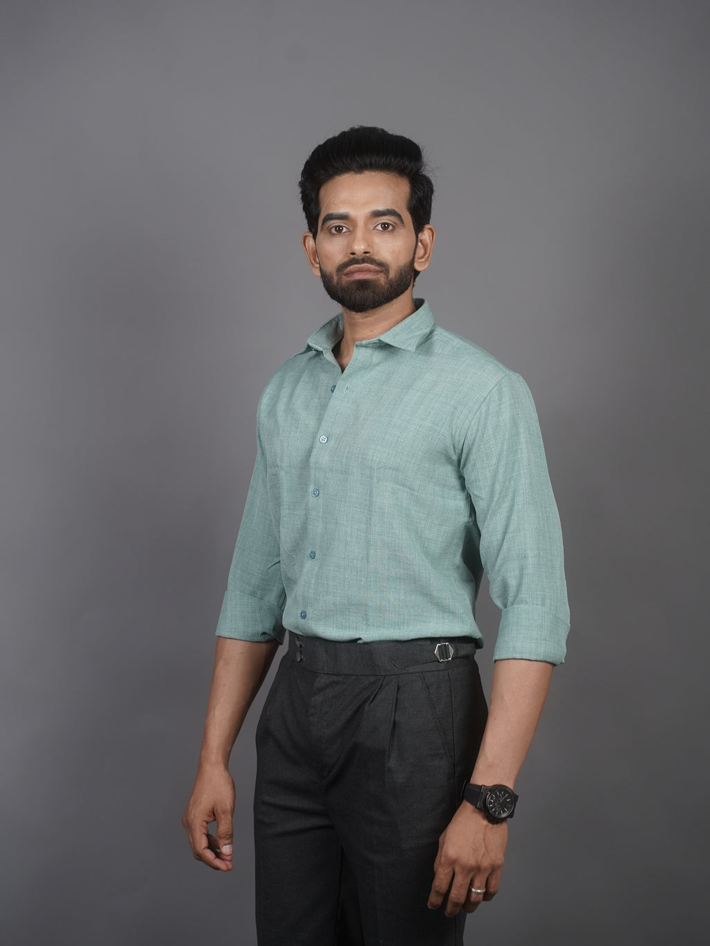 Linen Blended Shirt - Pastel Green