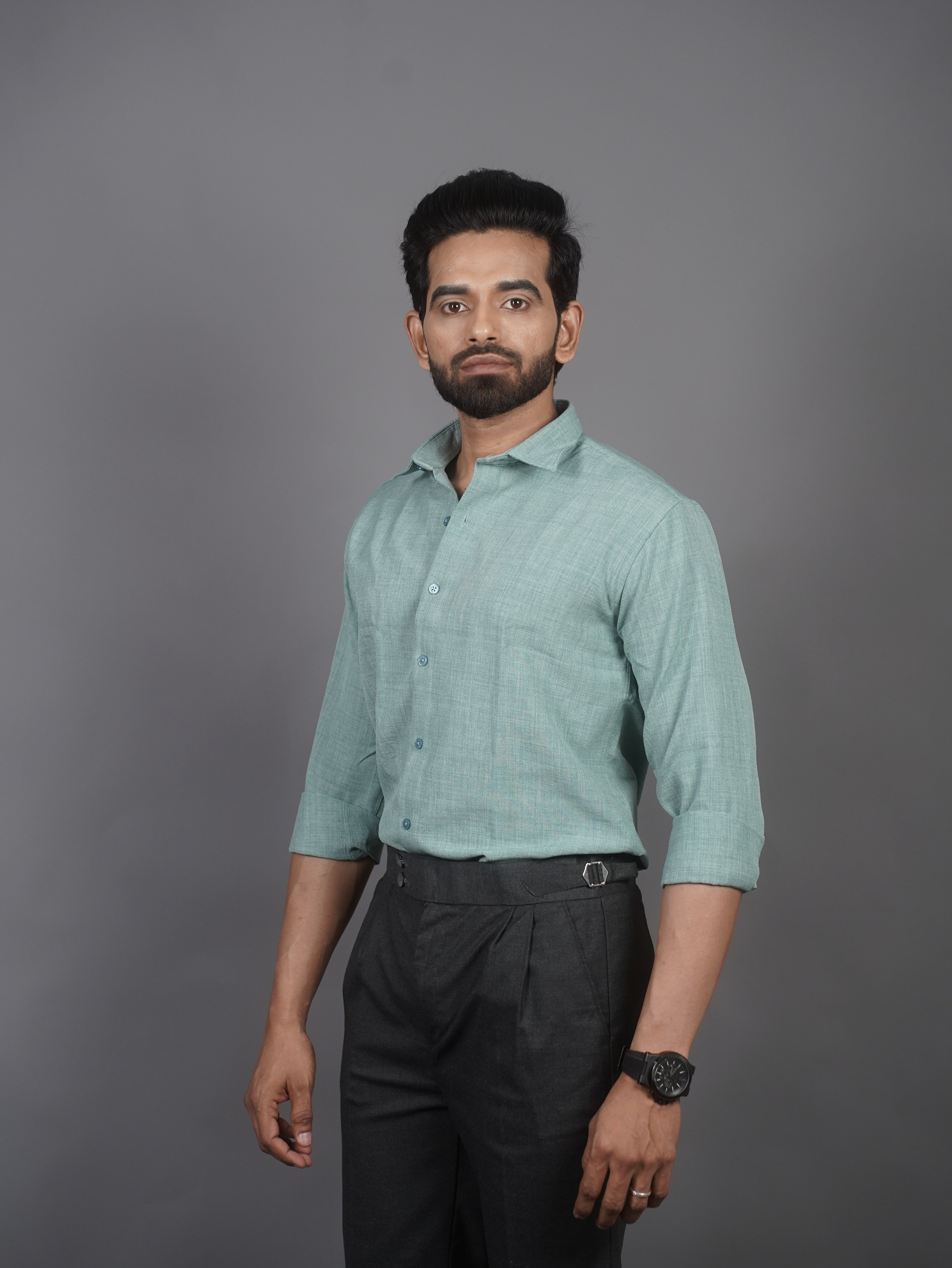 Linen Blended Shirt - Pastel Green