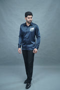 Designer Tiger Stone Work Navy Blue Shirt