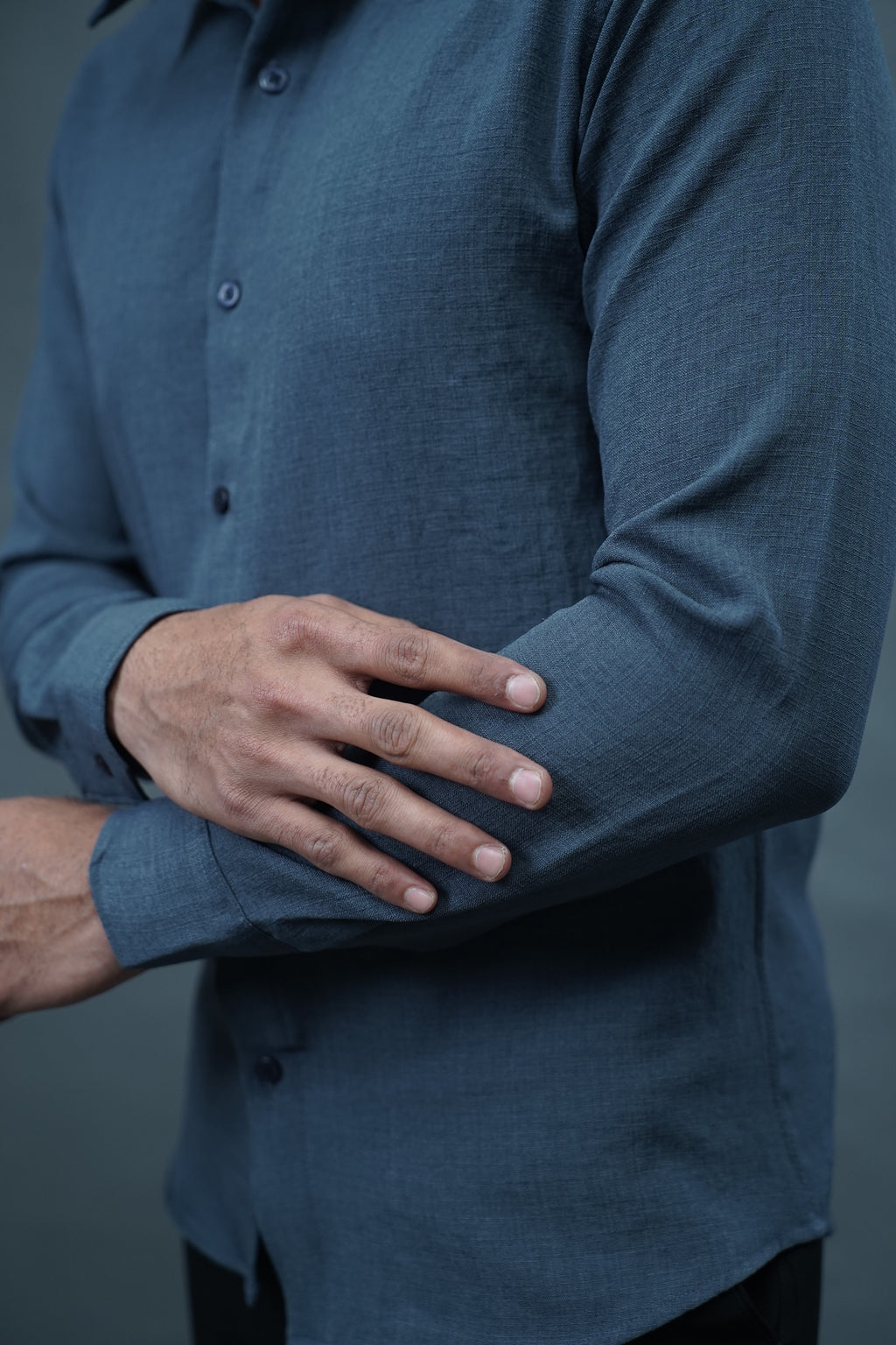 Linen Blended Shirt - Grey