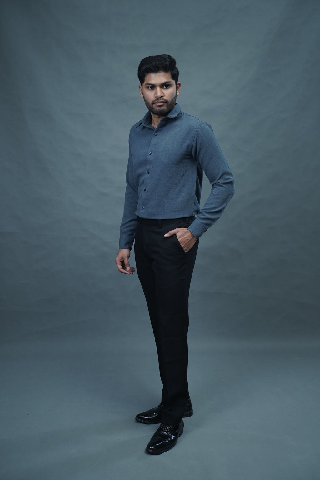 Linen Blended Shirt - Grey