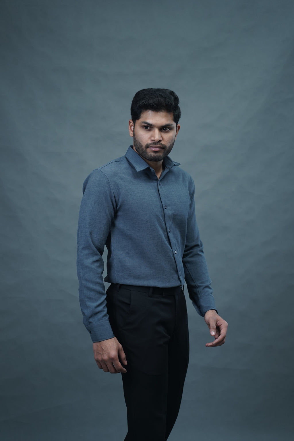 Linen Blended Shirt - Grey