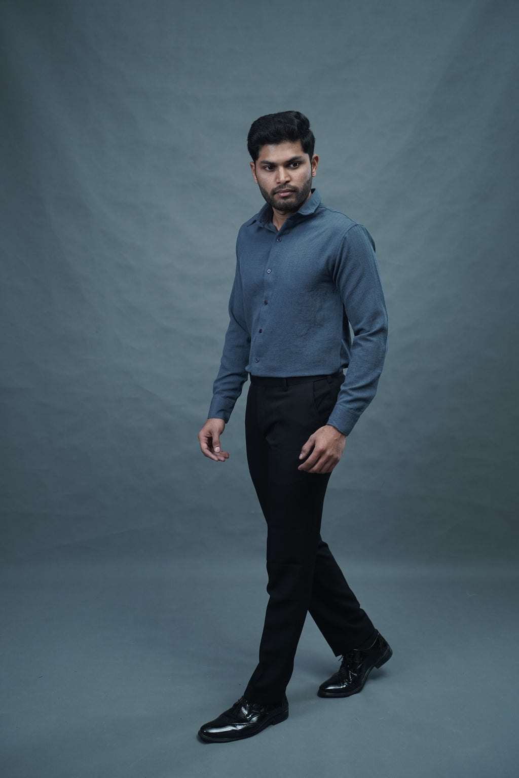 Linen Blended Shirt - Grey