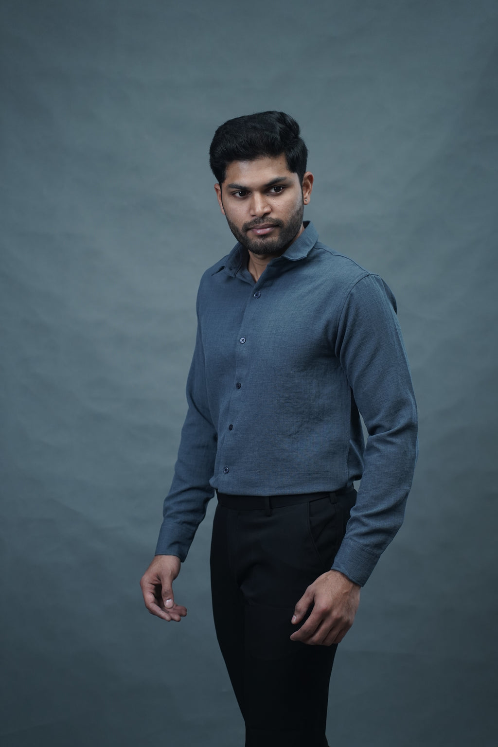 Linen Blended Shirt - Grey