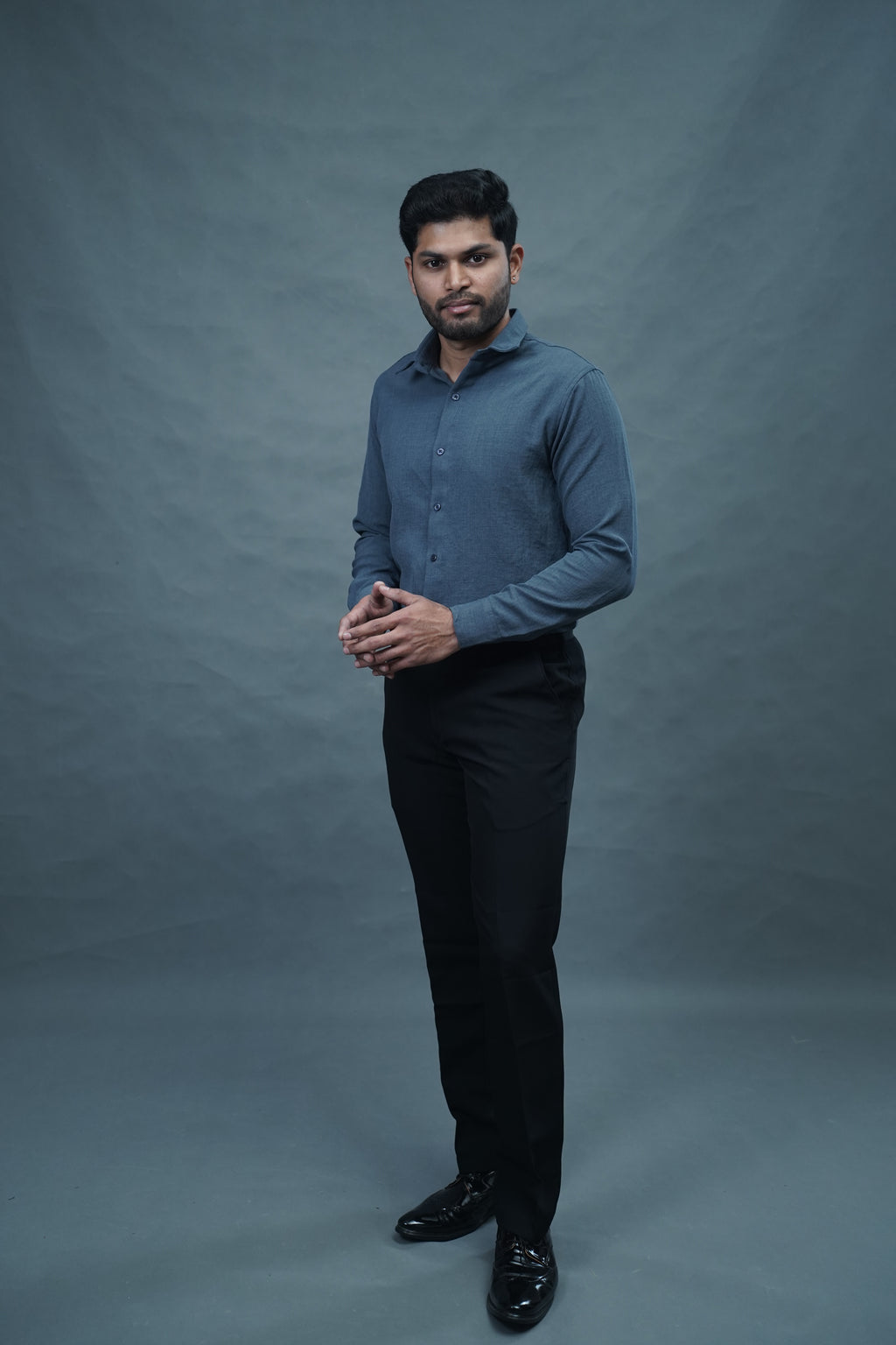 Linen Blended Shirt - Grey