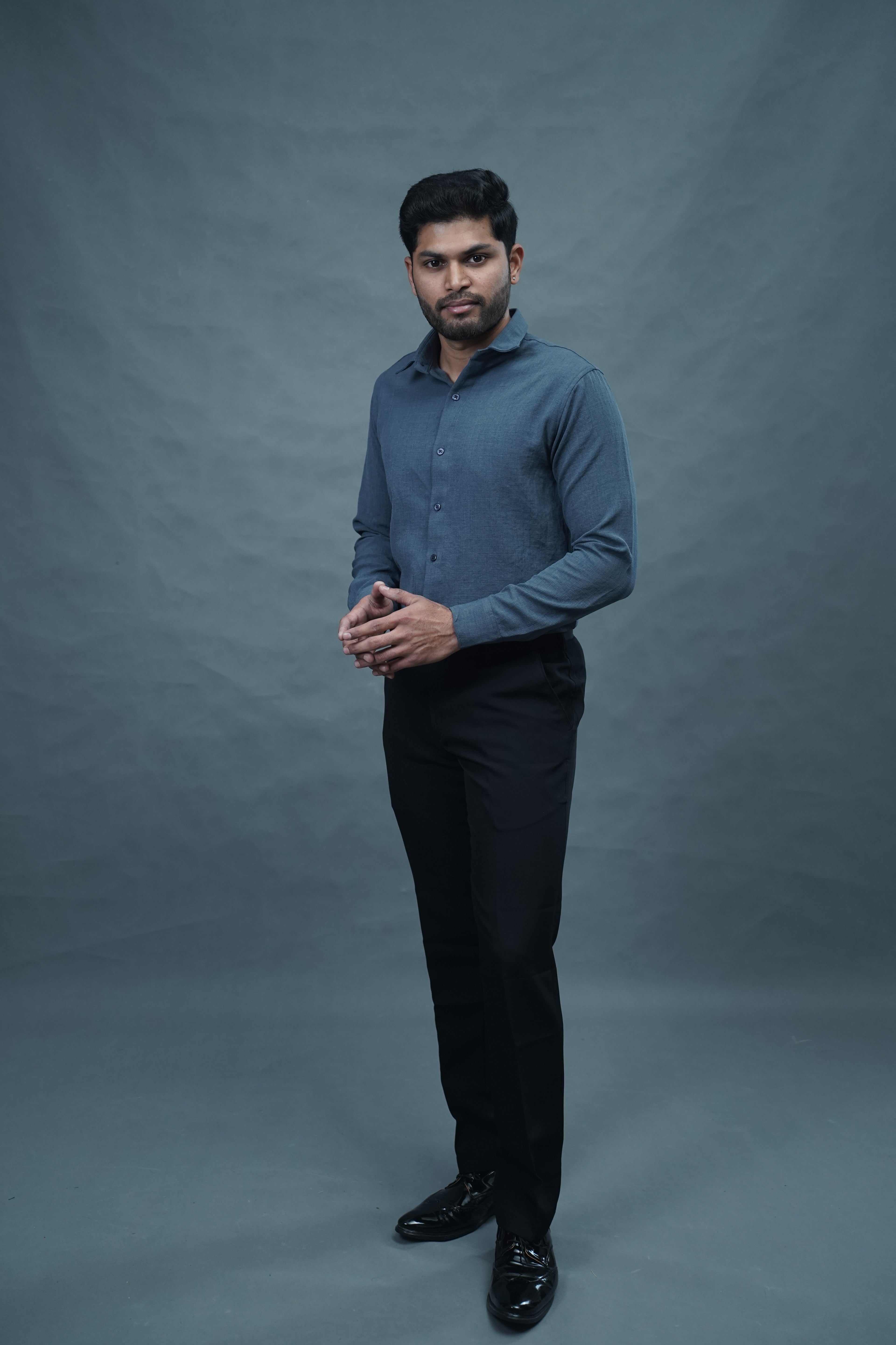 Linen Blended Shirt - Grey