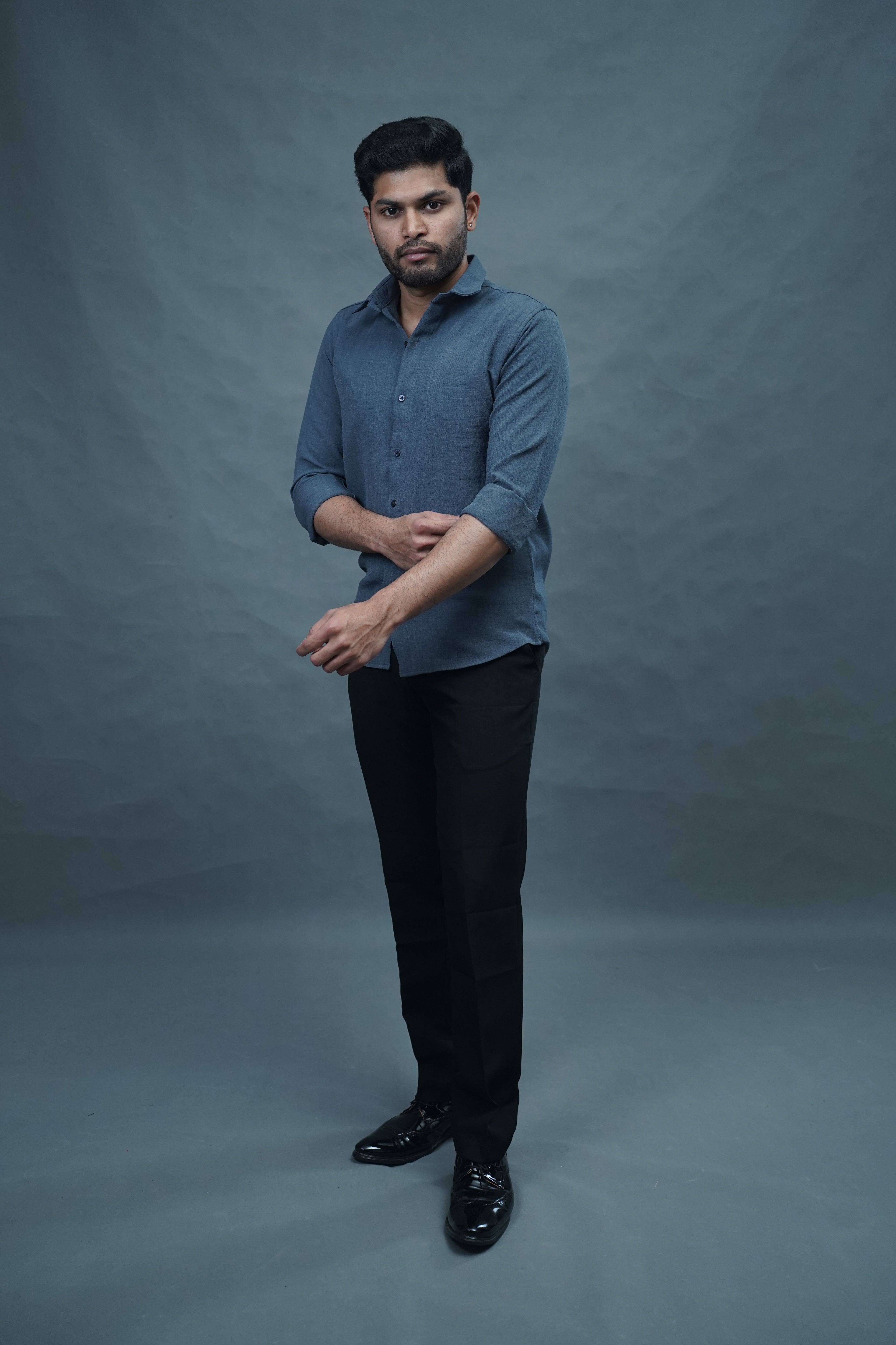 Linen Blended Shirt - Grey