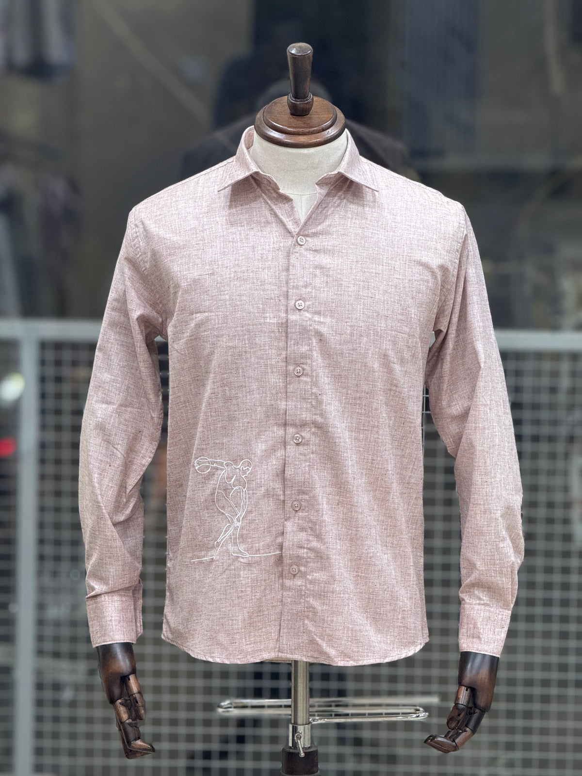 Disc Embroidery Dusty Pink Shirt