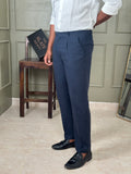 Navy Blue Linen Trouser