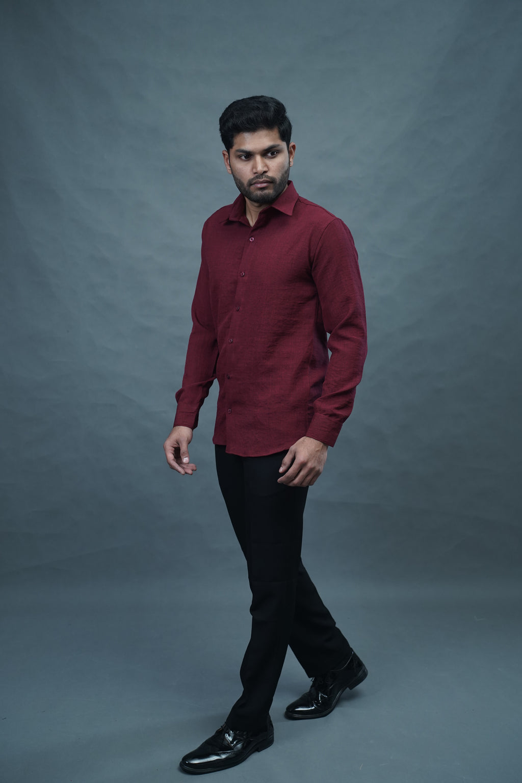 Linen Blended Shirt - Marron