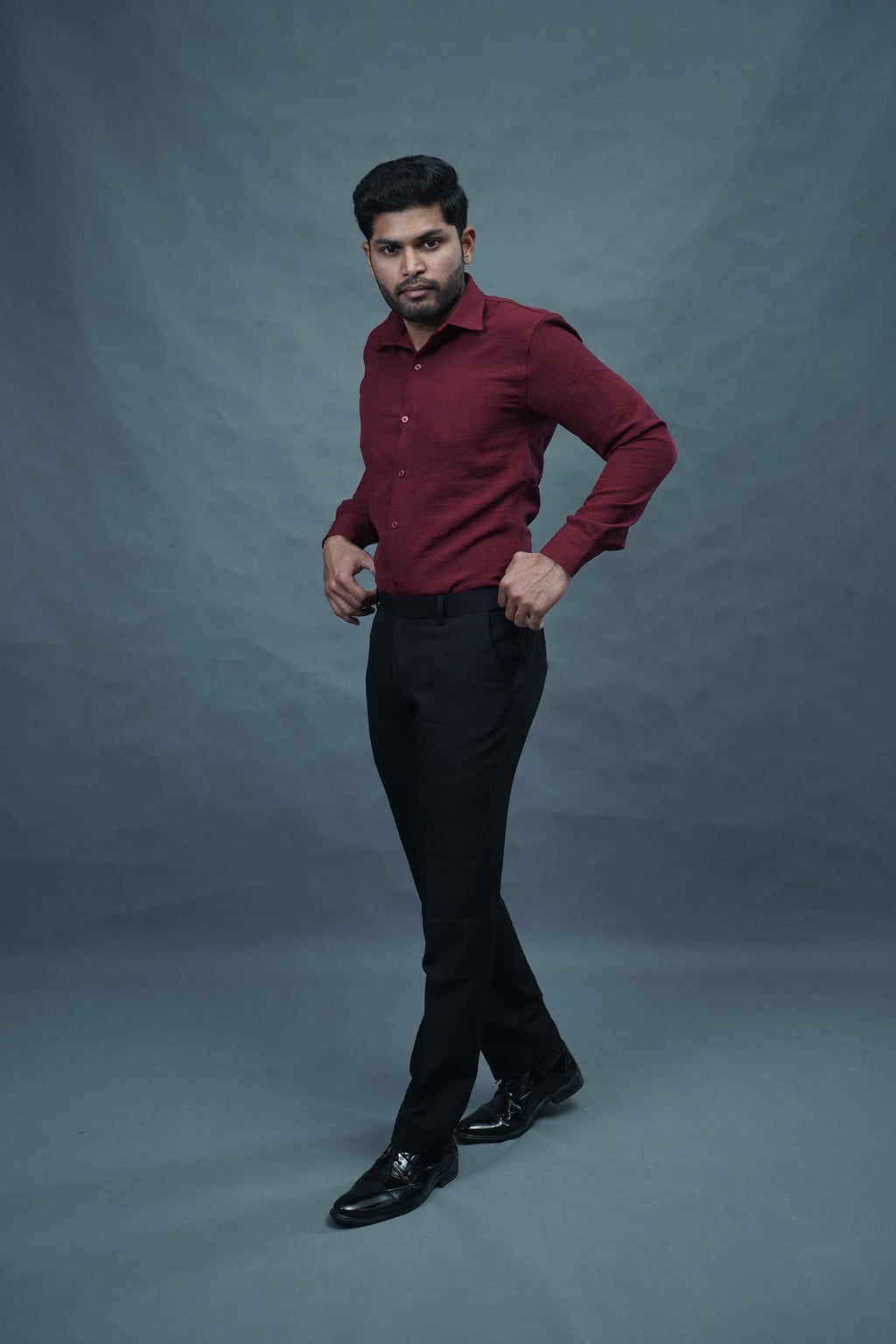 Linen Blended Shirt - Marron