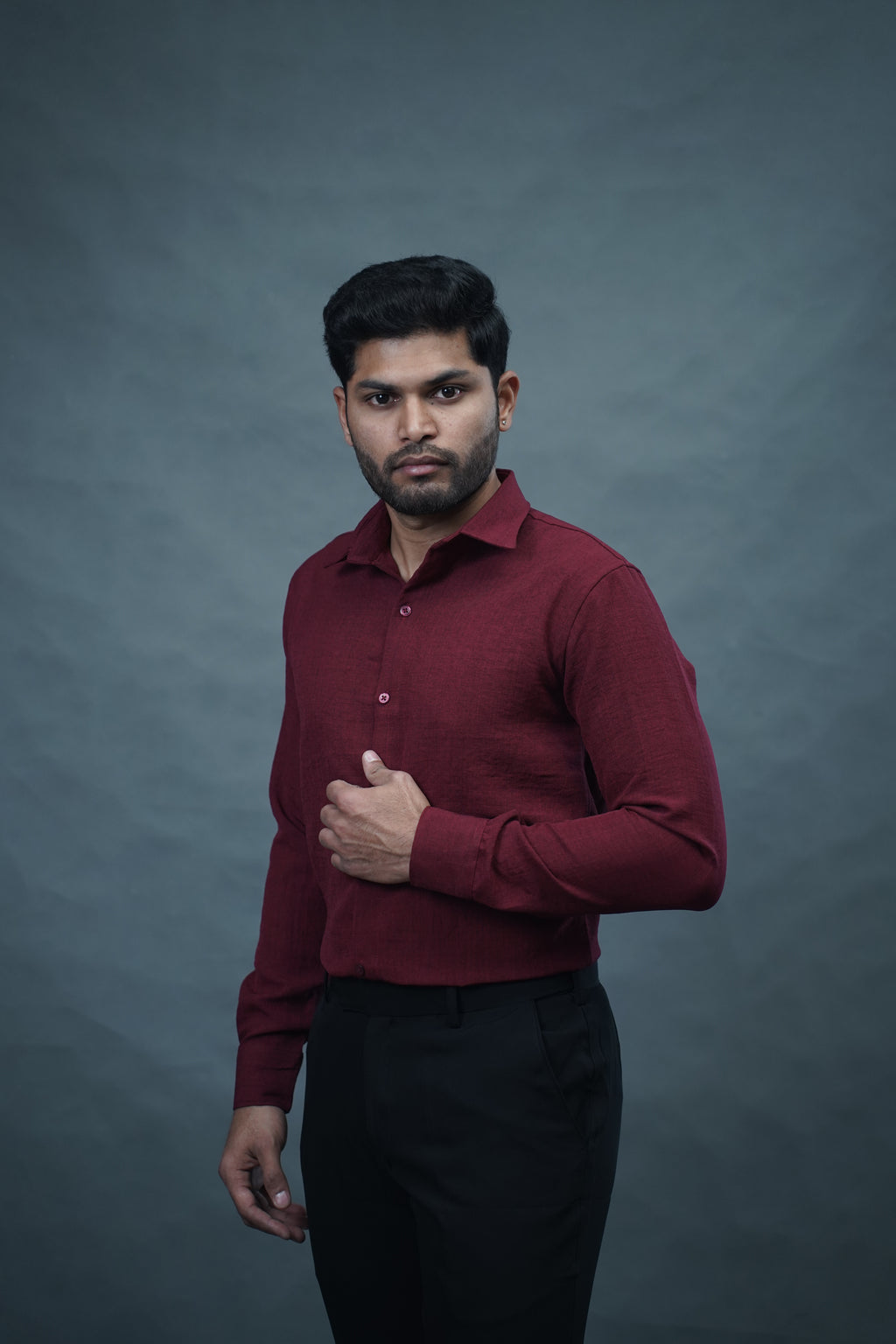 Linen Blended Shirt - Marron