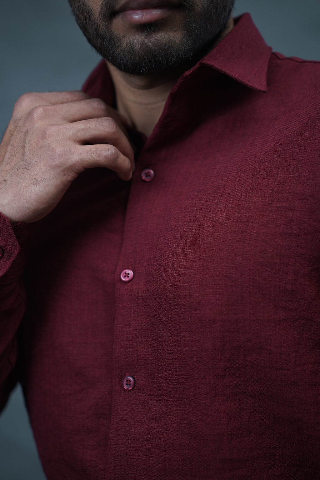 Linen Blended Shirt - Marron