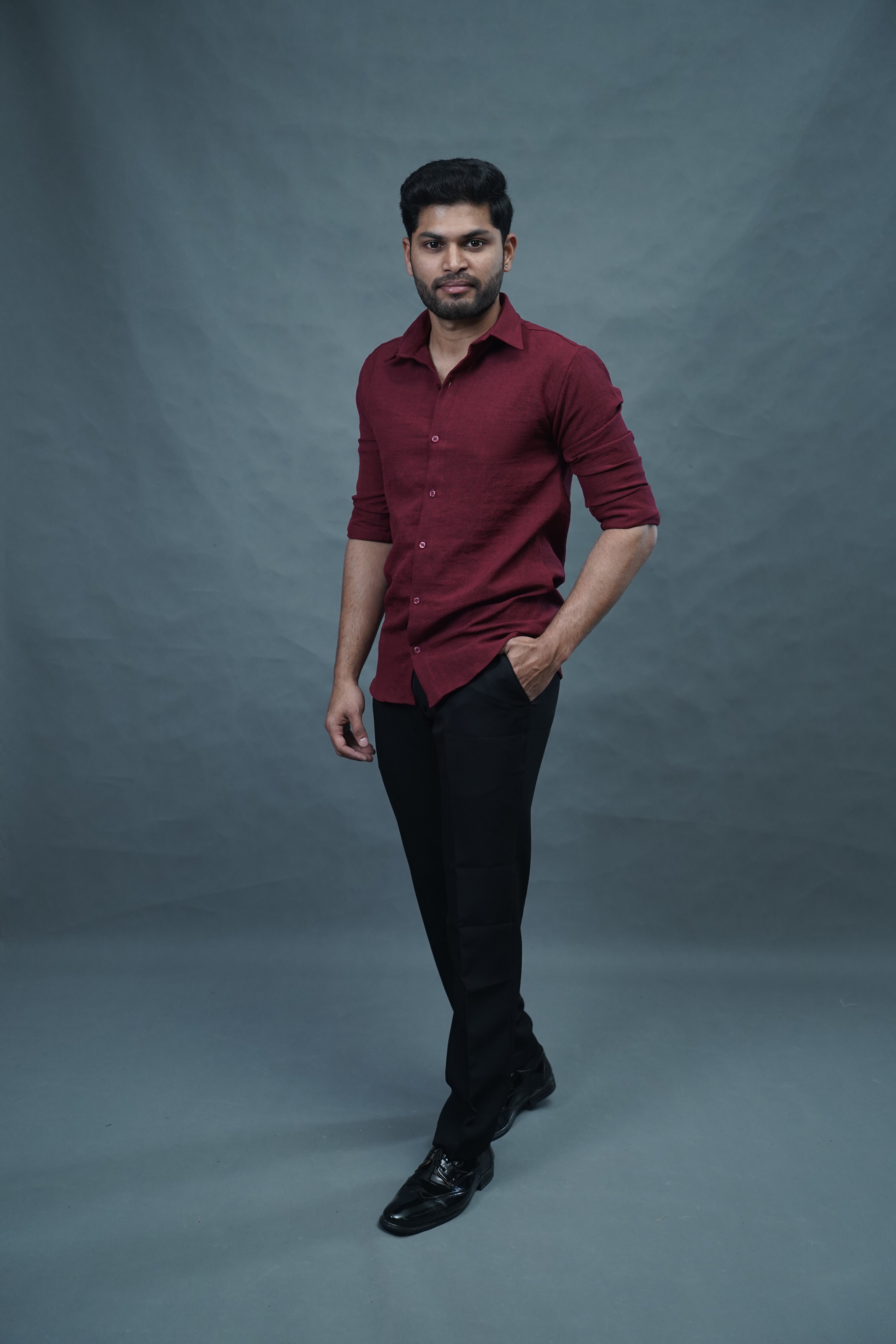 Linen Blended Shirt - Marron