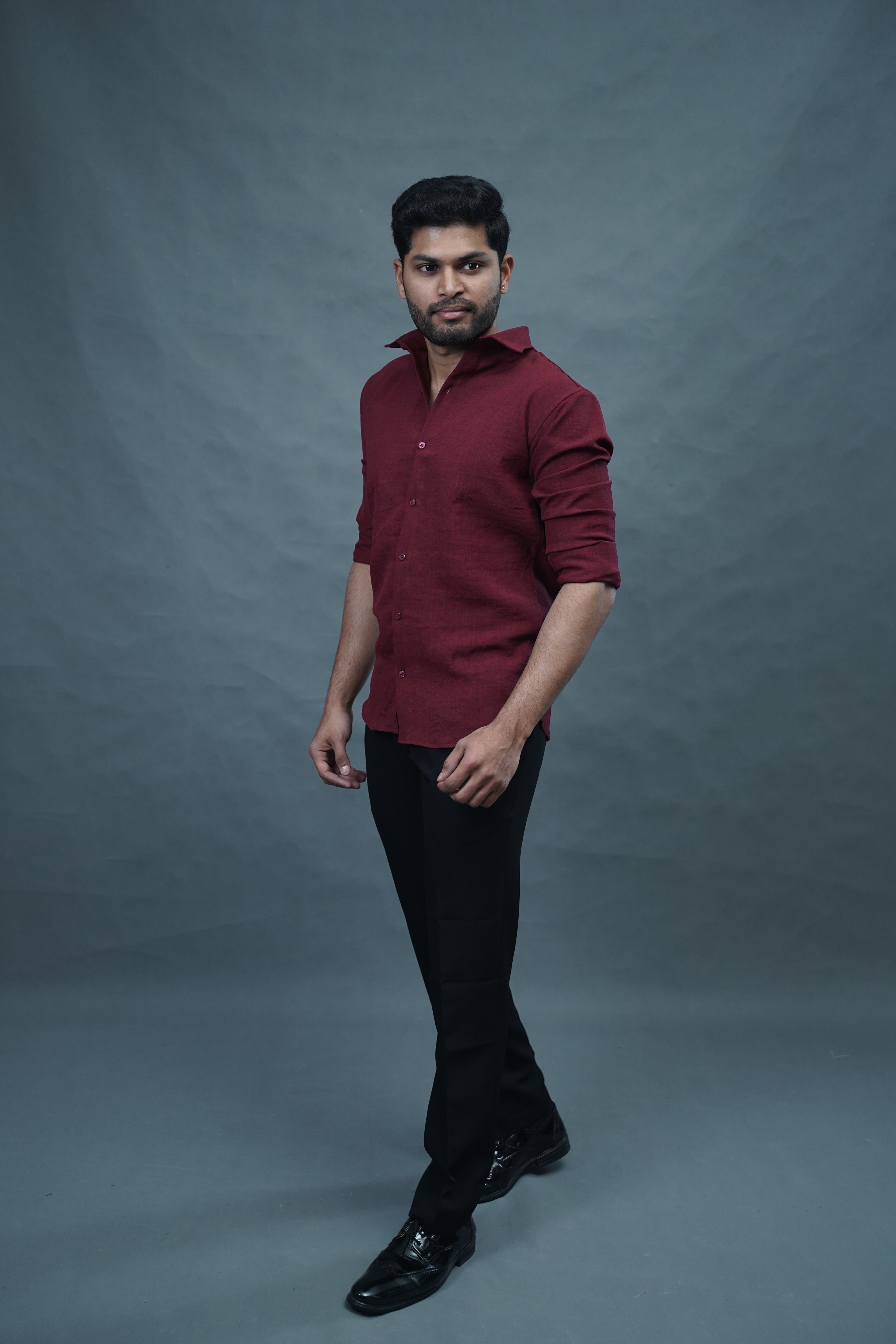 Linen Blended Shirt - Marron