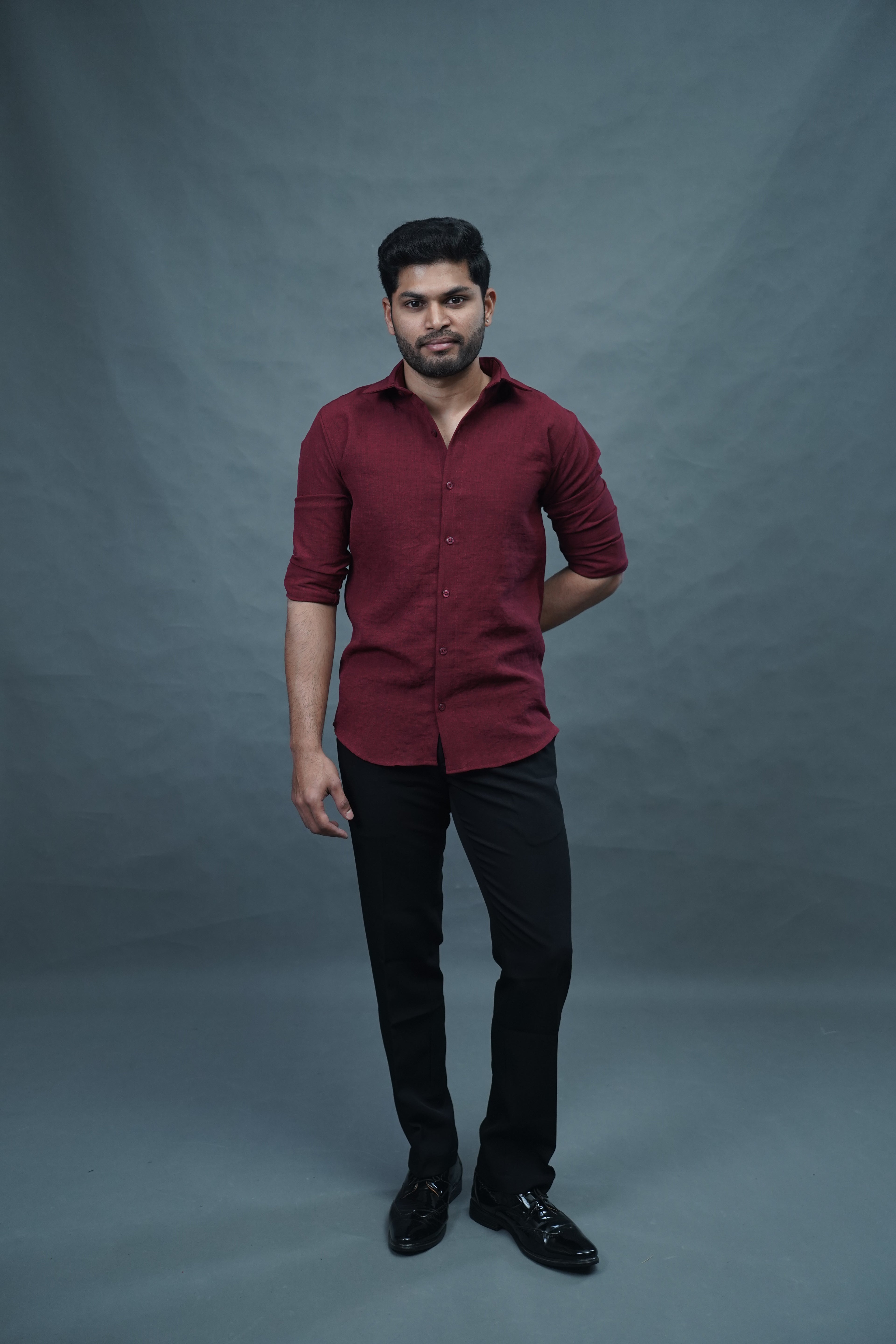 Linen Blended Shirt - Marron