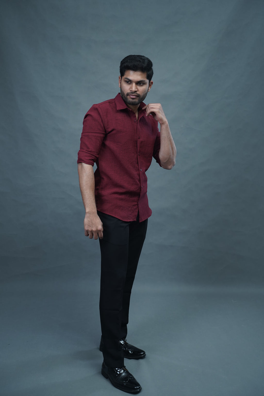 Linen Blended Shirt - Marron