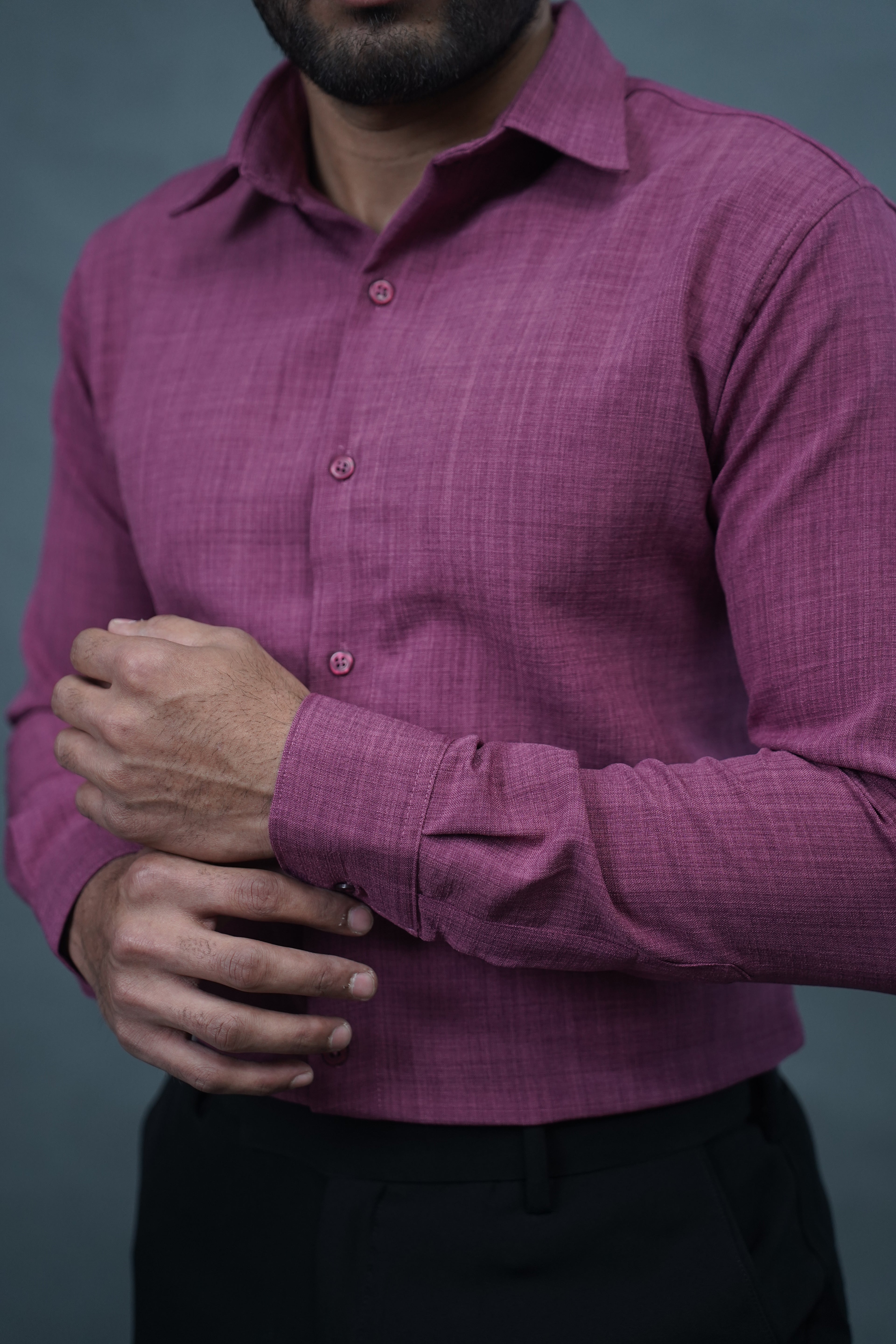 Linen Blended Shirt - Onion Pink