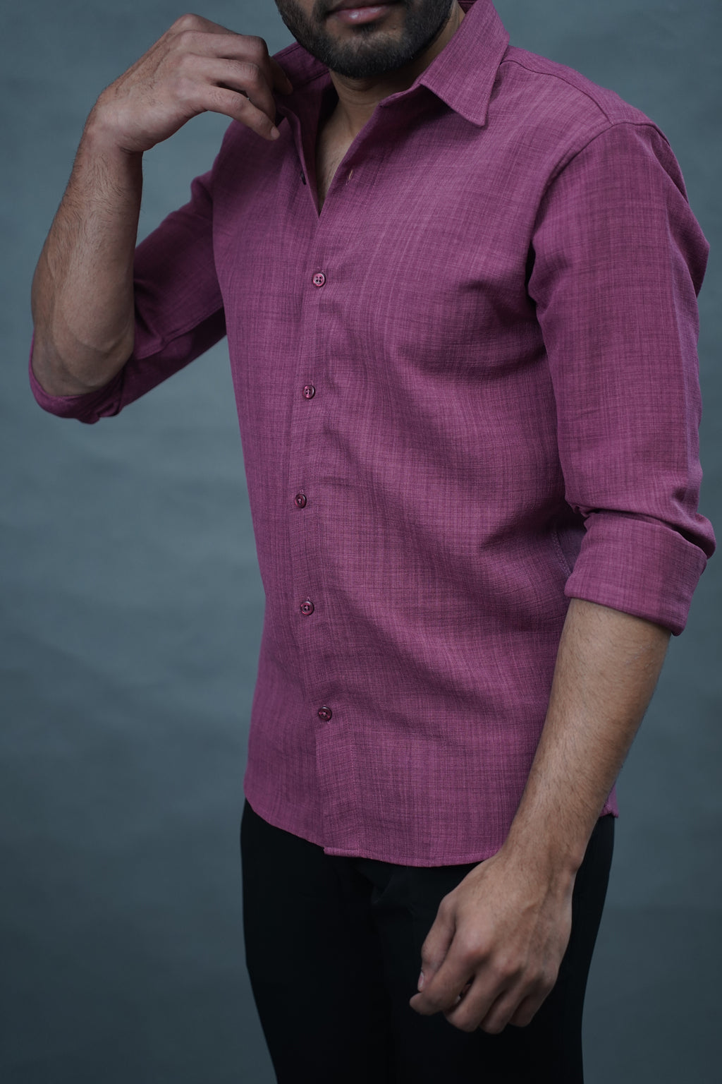 Linen Blended Shirt - Onion Pink